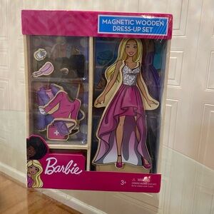 Barbie Magnetic Wooden Dress-Up Set - Pink and Silver
